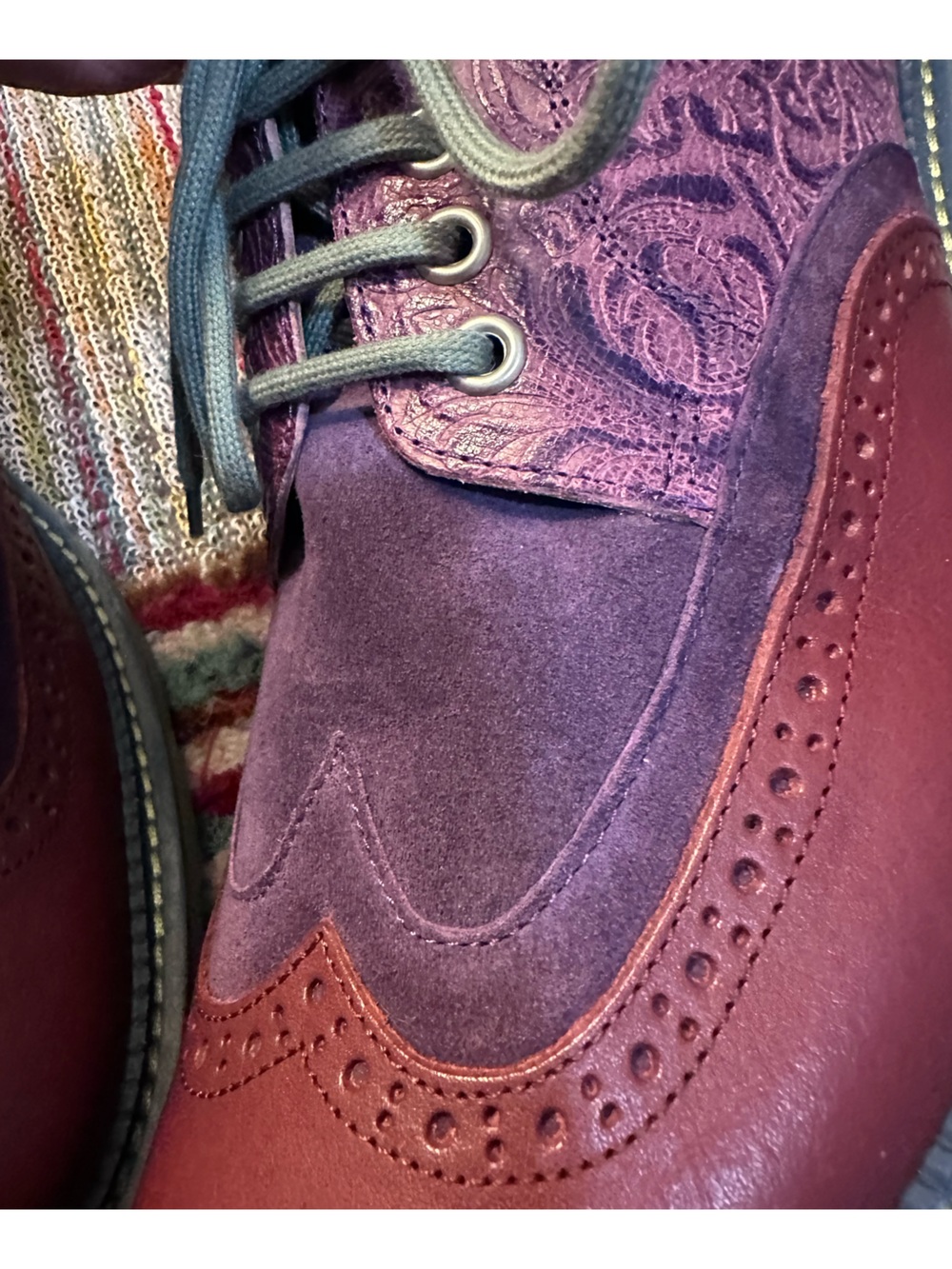 Fluevog NEARLY NEW Guardian Angel Nathaniel purple double wingtip derby- 11.5 - Picture 12 of 16